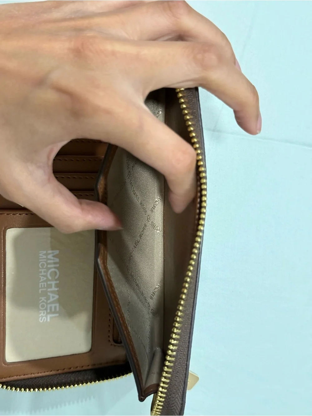 NEW Michael Kors Jet Set Travel Large Double Zip Wristlet Wallet Brown